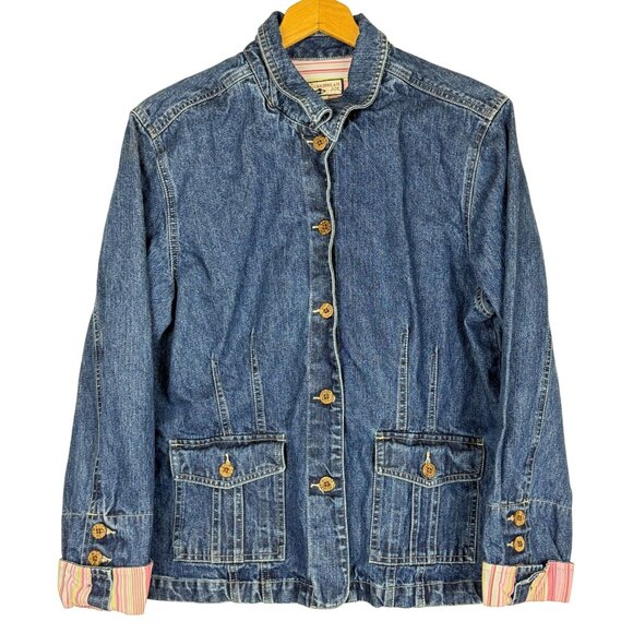Caribbean Joe Jackets & Blazers - Caribbean Joe Denim Jacket XL Women’s Jean Coat Pink Trim Pockets Button Detail